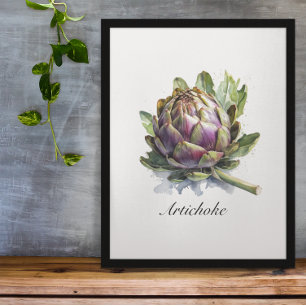 Aquarell-Artischocke-Botanik-Küchengarten Poster