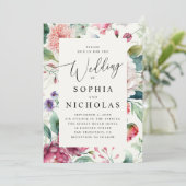 Aquarell asianischer Boho Blüte. Bohemische Hochze Einladung (Stehend Vorderseite)