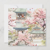 Aquarell Asiatische Pagode Amistkreuz Blüten (Vorderseite)