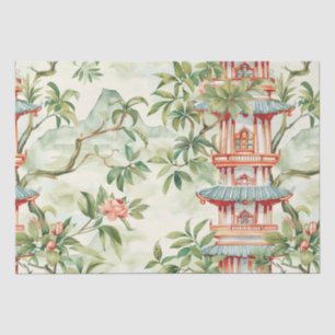 Aquarell-Asien-Pagode in üppiger Landschaft Seidenpapier