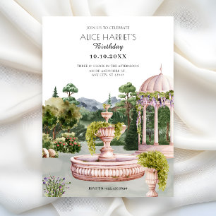 Aquarell-Ästhetik elegante grüne Gartenparty  Einladung