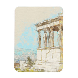 Aquarell Athens Magnet - Griechische Ruinen Souven