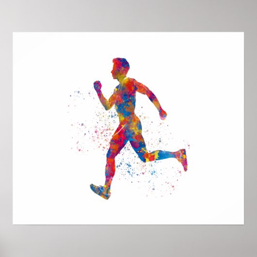Aquarell Athlet Läufer Poster (Vorne)