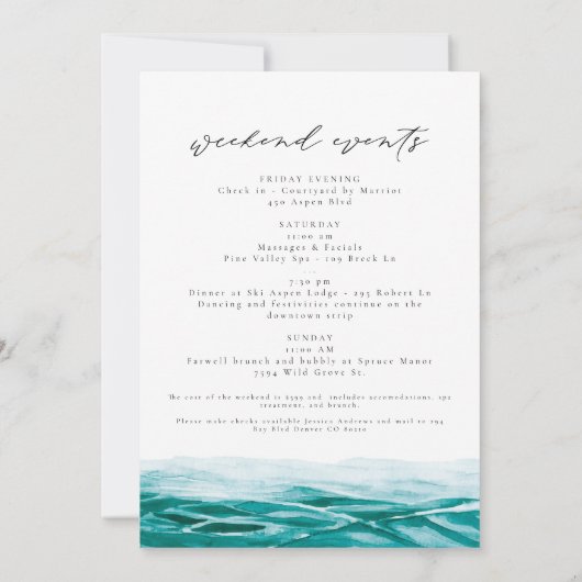 Aquarell Atlantic City New Jersey Skyline Einladung (Rückseite)