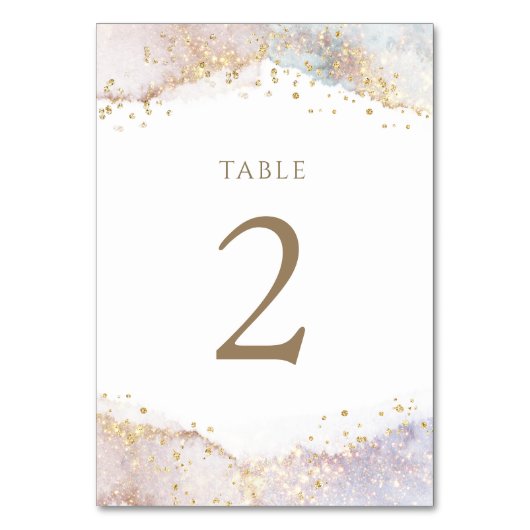 Aquarell-Attrappen-Glitter-Tischnummer 2 Tischnummer (Vorderseite)