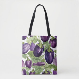 Aquarell-Auberginen-Garten-Botanik-Muster Tasche