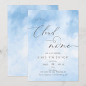 Aquarell auf Cloud 9 9. Geburtstag Einladung (Vorne/Hinten)