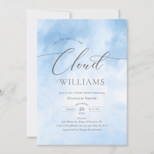 Aquarell auf Cloud-9-Brautparty Einladung (Vorderseite)