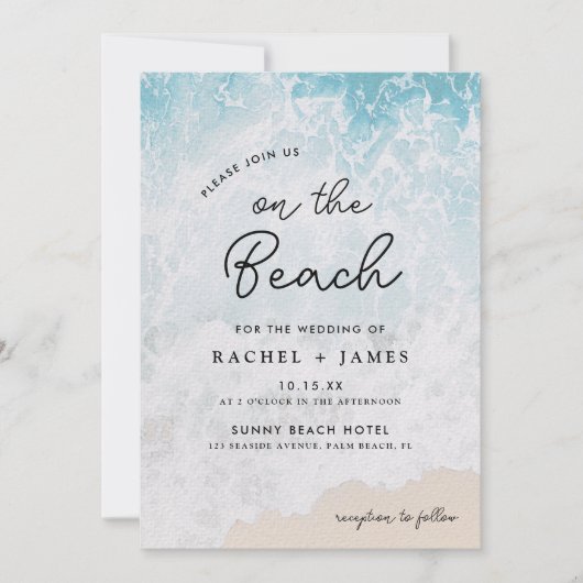 Aquarell auf der Hochzeit am Strand Einladung (Vorderseite)