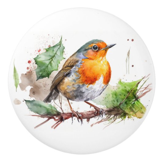 Aquarell auf einer Zweigniederlassung Keramikknauf (Vorderseite)