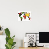 Aquarell auf Wood World Map Poster (Heimbüro)