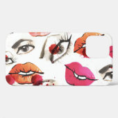 Aquarell-Augen & Lippen-Muster Case-Mate iPhone Hülle (Rückseite (Horizontal))