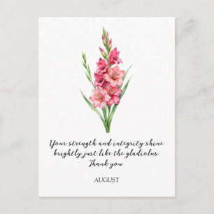 AQUARELL AUGUST GLADIOLUS GEBURTSBLUME POSTKARTE