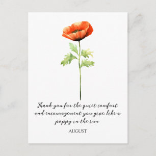 AQUARELL AUGUST MOHN GEBURTSBLUME POSTKARTE