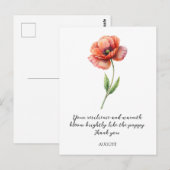 AQUARELL AUGUST MOHN GEBURTSBLUME POSTKARTE (Vorne/Hinten)