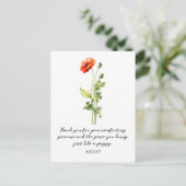 AQUARELL AUGUST MOHN GEBURTSBLUME POSTKARTE (Stehend Vorderseite)