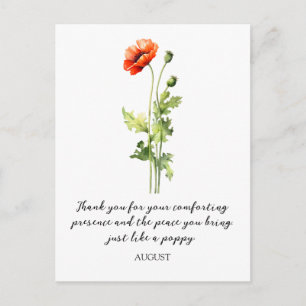 AQUARELL AUGUST MOHN GEBURTSBLUME POSTKARTE