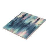 Aquarell Aurora Borealis Wald Fliese (Seite)