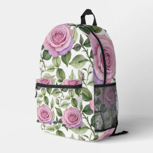 Aquarell aus rosa und lavendelfarbenen Rosen Bedruckter Rucksack