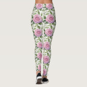 Aquarell aus rosa und lavendelfarbenen Rosen Leggings (Rückseite)