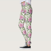Aquarell aus rosa und lavendelfarbenen Rosen Leggings (Links)
