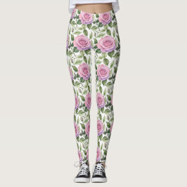 Aquarell aus rosa und lavendelfarbenen Rosen Leggings