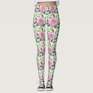 Aquarell aus rosa und lavendelfarbenen Rosen Leggings