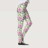 Aquarell aus rosa und lavendelfarbenen Rosen Leggings (Rechts)