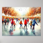 Aquarell Außen Eishalle Skaten Poster (Vorne)