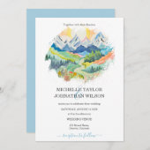 Aquarell Außengebirge Hochzeit in Urlaubsort Einladung (Vorne/Hinten)
