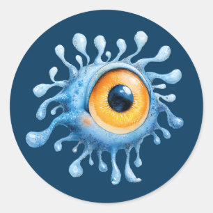 Aquarell-Außerirdischer-Süßer-Zyklop-Alien Runder Aufkleber