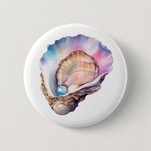 Aquarell-Auster Button (Vorderseite)