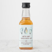 Aquarell-Auster-Küsten-Hochzeit am Meer Alkoholflaschenetikett (Vorderseite)