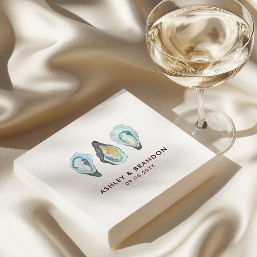 Aquarell-Auster-Küsten-Hochzeit am Meer Serviette