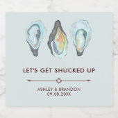 Aquarell-Auster-Küsten-Hochzeit Schaumweinetikett (Einzelnes Label)