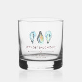 Aquarell-Auster-Küsten-Hochzeit Whiskyglas (Vorderseite)