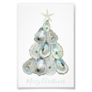 Aquarell-Auster-Weihnachtsbaum Fotodruck