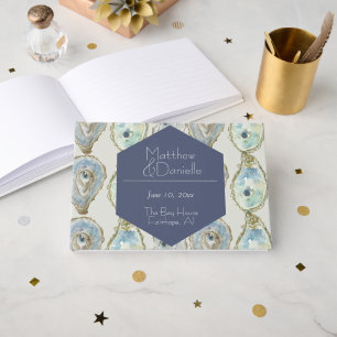 Aquarell-Austern-Hochzeit - Blau Gästebuch