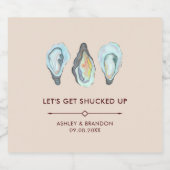 Aquarell-Austern-Küsten-Hochzeit am Meer Bierflaschenetikett (Einzelnes Label)