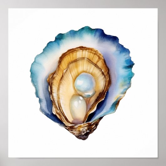Aquarell-Austernschale Poster (Vorne)