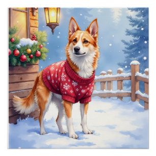 Aquarell-Australian-Cattle-Dog-Rustikal-Girlande Poster