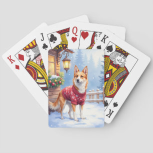 Aquarell-Australian-Cattle-Dog-Rustikal-Girlande Spielkarten