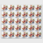 Aquarell Australian Stumpy Tail Cattle Dog Geschenkpapier (Flach)