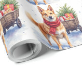 Aquarell Australian Stumpy Tail Cattle Dog Geschenkpapier (Rolleneckpunkt)