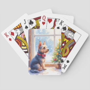 Aquarell Australian Terrier Tisch Weihnachten Spielkarten