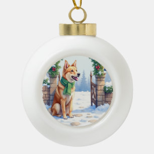 Aquarell Australischer Kelpie Landtor Keramik Kugel-Ornament