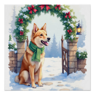 Aquarell Australischer Kelpie Landtor Poster