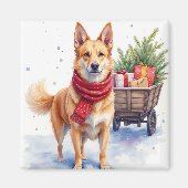 Aquarell Australischer Stumpy Tail Cattle Dog Magnet (Vorne)