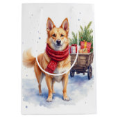 Aquarell Australischer Stumpy Tail Cattle Dog Mittlere Geschenktüte (Vorderseite)