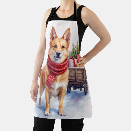 Aquarell Australischer Stumpy Tail Cattle Dog Schürze (InSitu)
